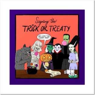 trick or treat halloween monsters Posters and Art